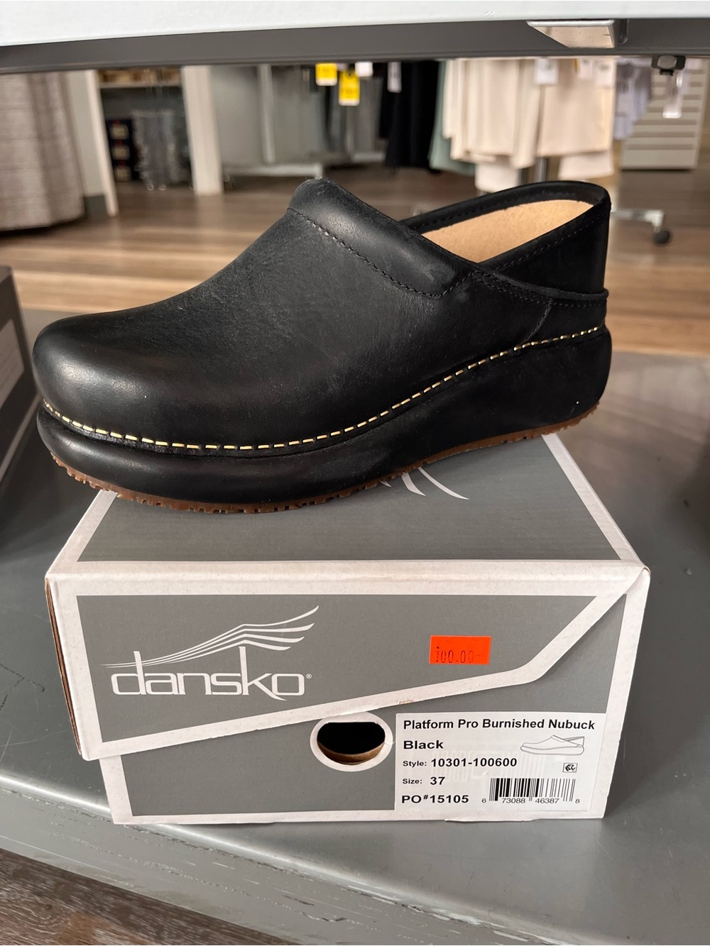 Dansko Black Platform Pro Slip-On Clog